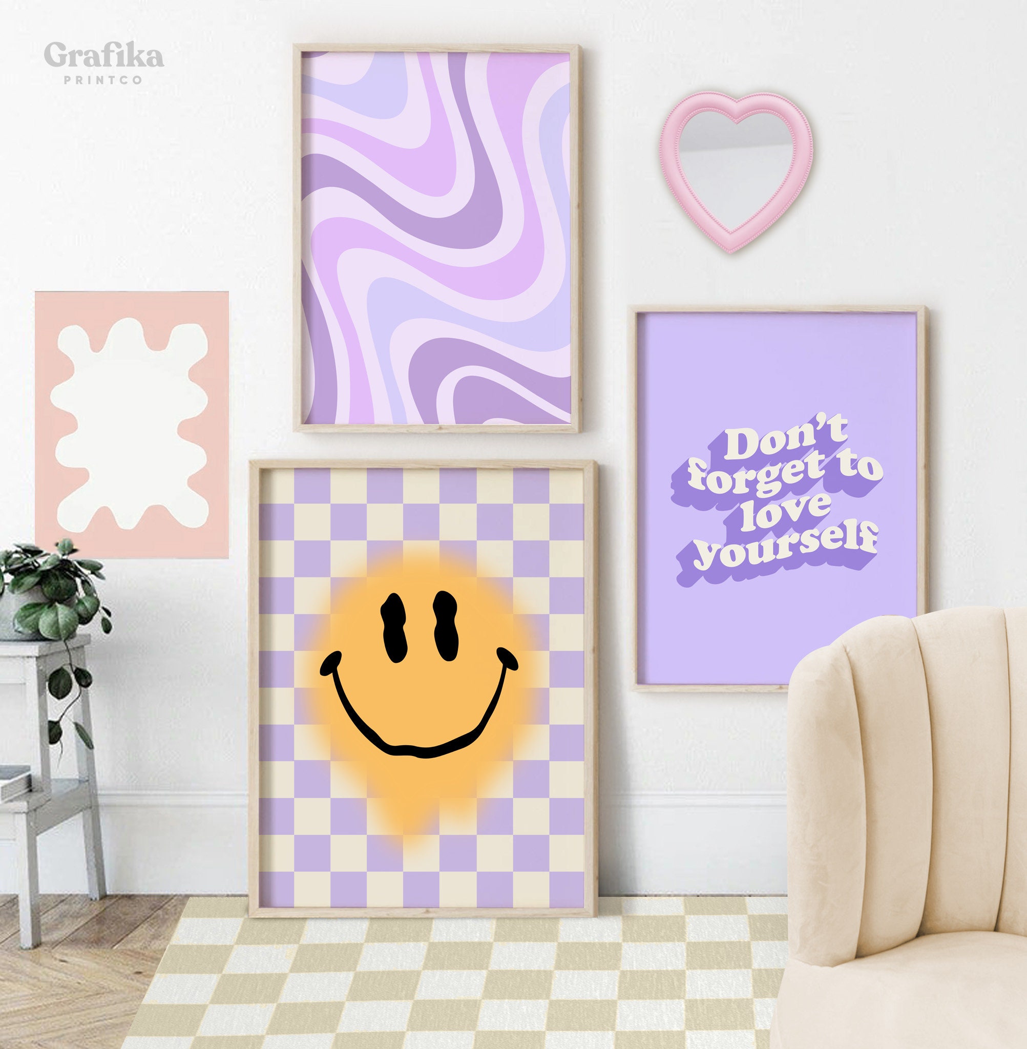 Purple Danish Pastel Poster Set Y2K Aesthetic Room (Instant