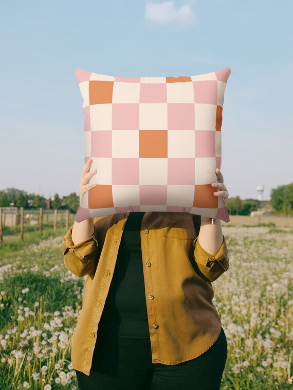 Patchwork 18x18 Pillow Cover / 18x18 Pink pillow cover / Orange 18