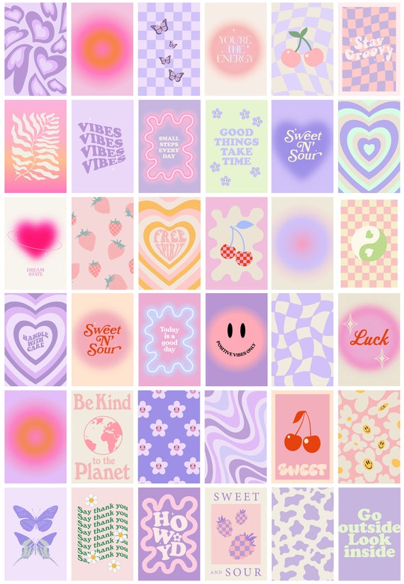 Purple Danish Pastel Poster Set Y2K Aesthetic Room (Instant