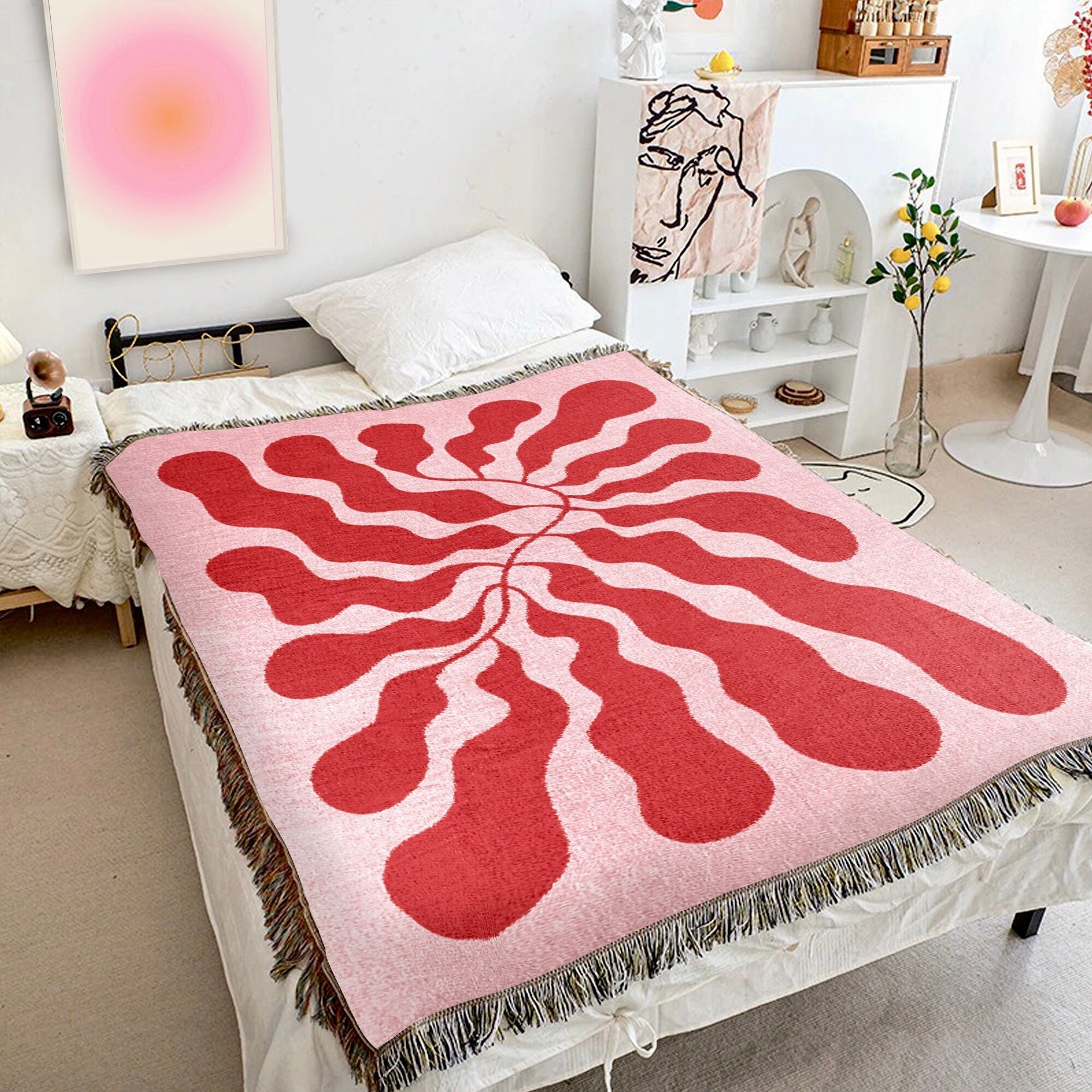 Pink and red throw blanket sale
