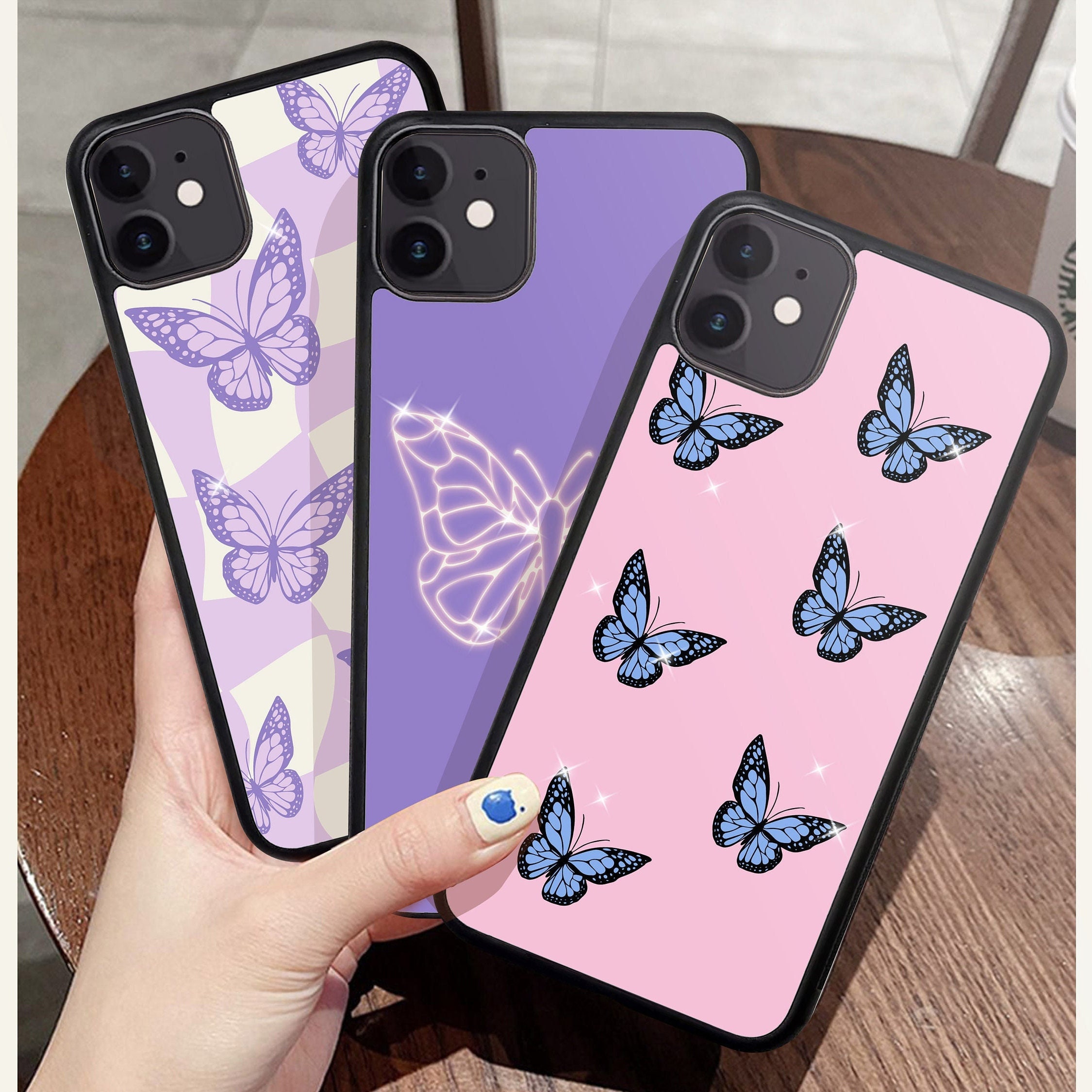 Butterfly Sillicon Iphone Case Y2k Purple Aesthetic Indie Etsy