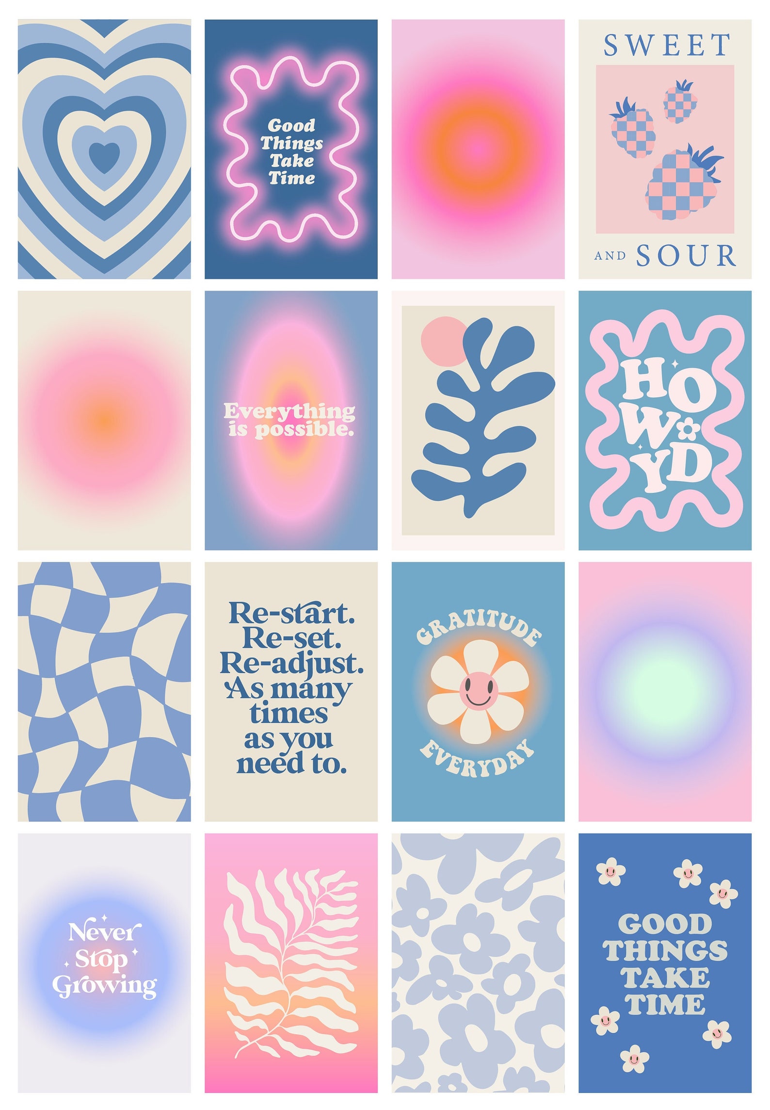 Danish Pastel Wall Collage 16pcs 4x6 in Instant Download - Etsy