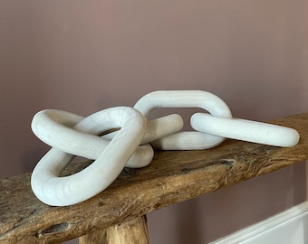 Decoración de eslabones de cadena de madera pura con lavado blanco