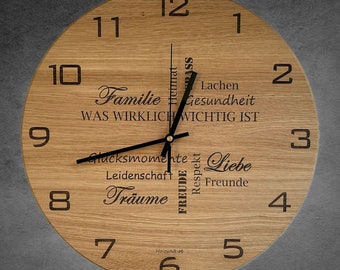 Wanduhr rund (Leben), Holz, Eiche natur