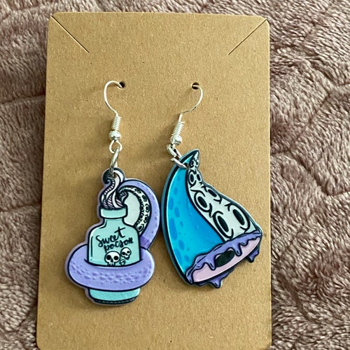 Pink Pastel Goth Lips W/ Vampire Teeth Earrings Etsy