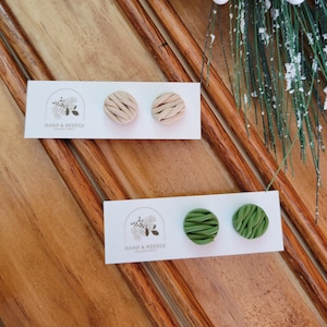 Quilted Studs/ Clay Earrings/ Handmade Earrings/ Lightweight Clay Earrings/ Statement/ Gifts for Her