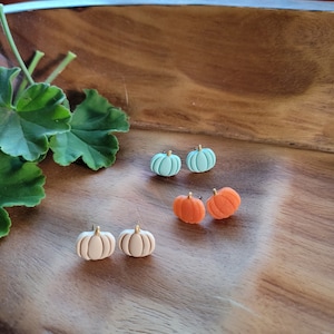 Pumpkin Stud Earrings / Handmade Earrings/ Lightweight Clay Earrings/ Statement/ Gifts for Her