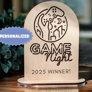 Custom Game Night Trophy | Friends Family Game Night | Personalized Plaque Award | Laser Engraved Gift | Gag Gift | House Warming Present
