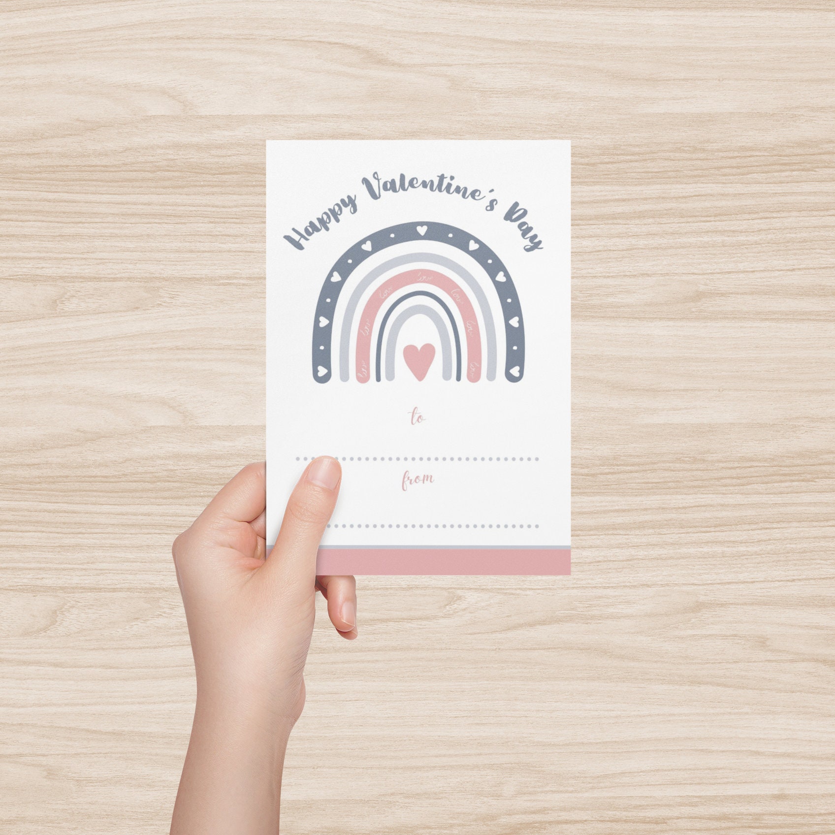 Rainbow Printable Valentine's Cards / Kids Valentine Cards / Boho ...