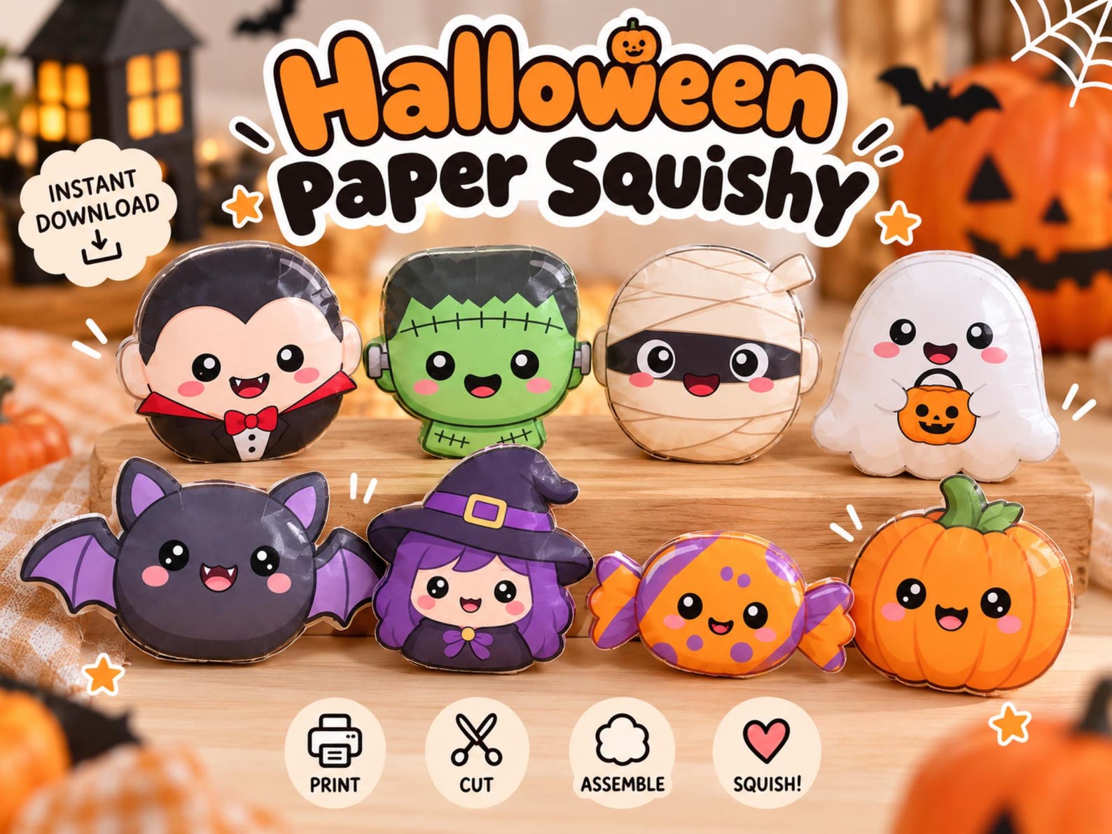 Halloween Paper Squishy Printable · 8 characters