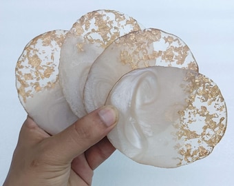 Handmade Resin Coasters with Gold Leaf | Elegant Home Decor | Minimalist Resin Coaster Set