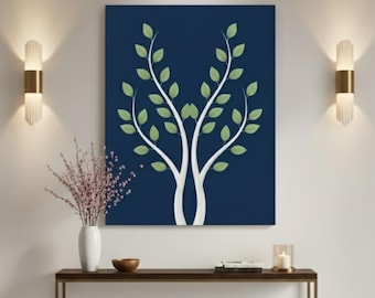 Modern Resin Wall Art | Tree & Leaf Design | Handmade Decorative Wall Panel | Contemporary Home Decor