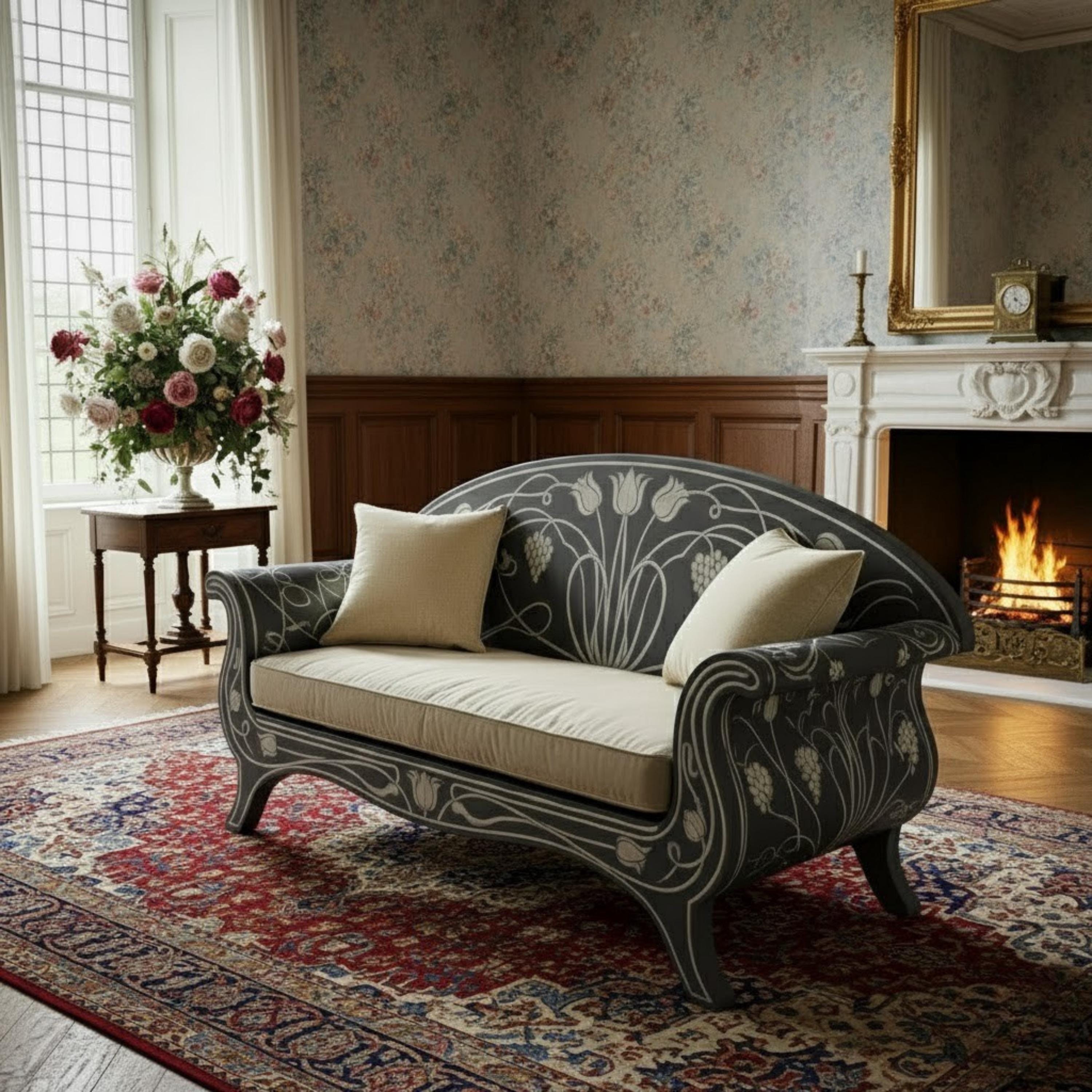 Handcrafted Bone Inlay Sofa: Curved Wooden Couch, Luxury Furniture - Etsy