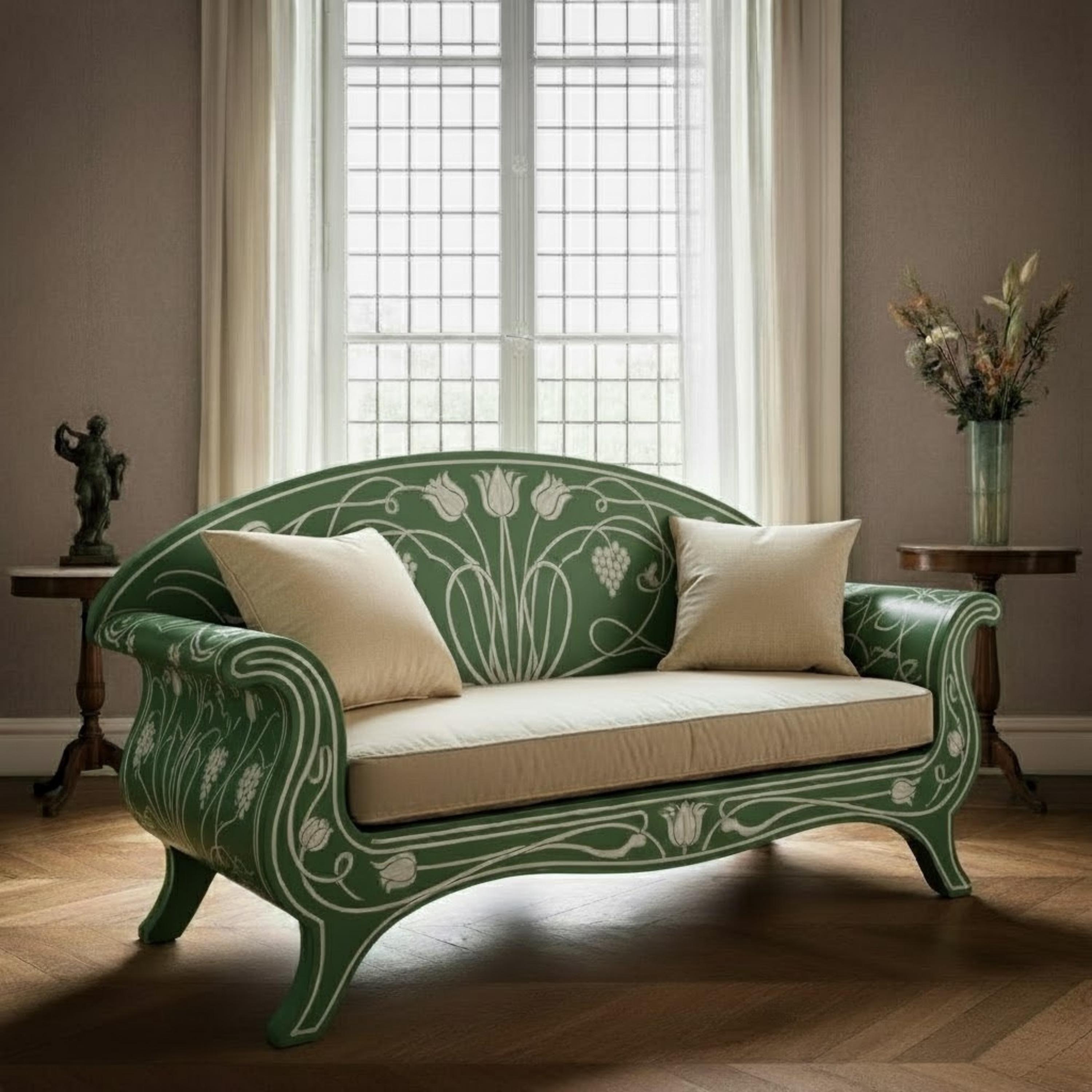 Handcrafted Bone Inlay Sofa: Curved Wooden Couch, Luxury Furniture - Etsy