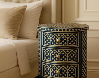 モダンなパターンの骨象嵌 3 引き出し付きベッドサイドテーブル