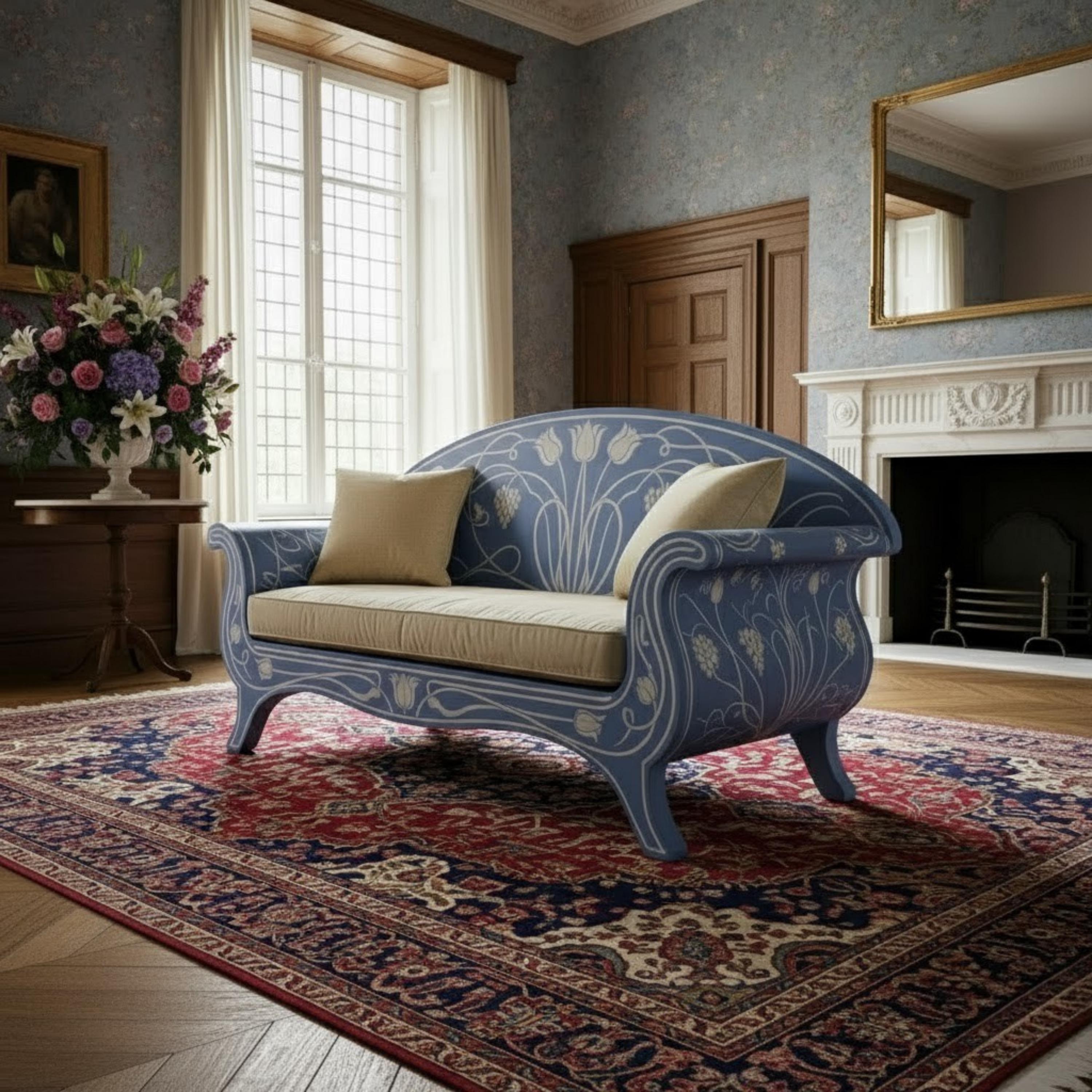 Handcrafted Bone Inlay Sofa: Curved Wooden Couch, Luxury Furniture - Etsy