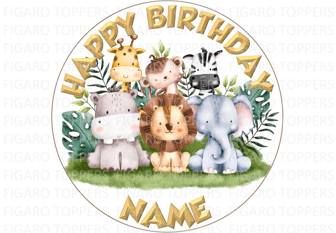 Personalised Edible Cake Topper Cup Cake Topper Safari Etsy