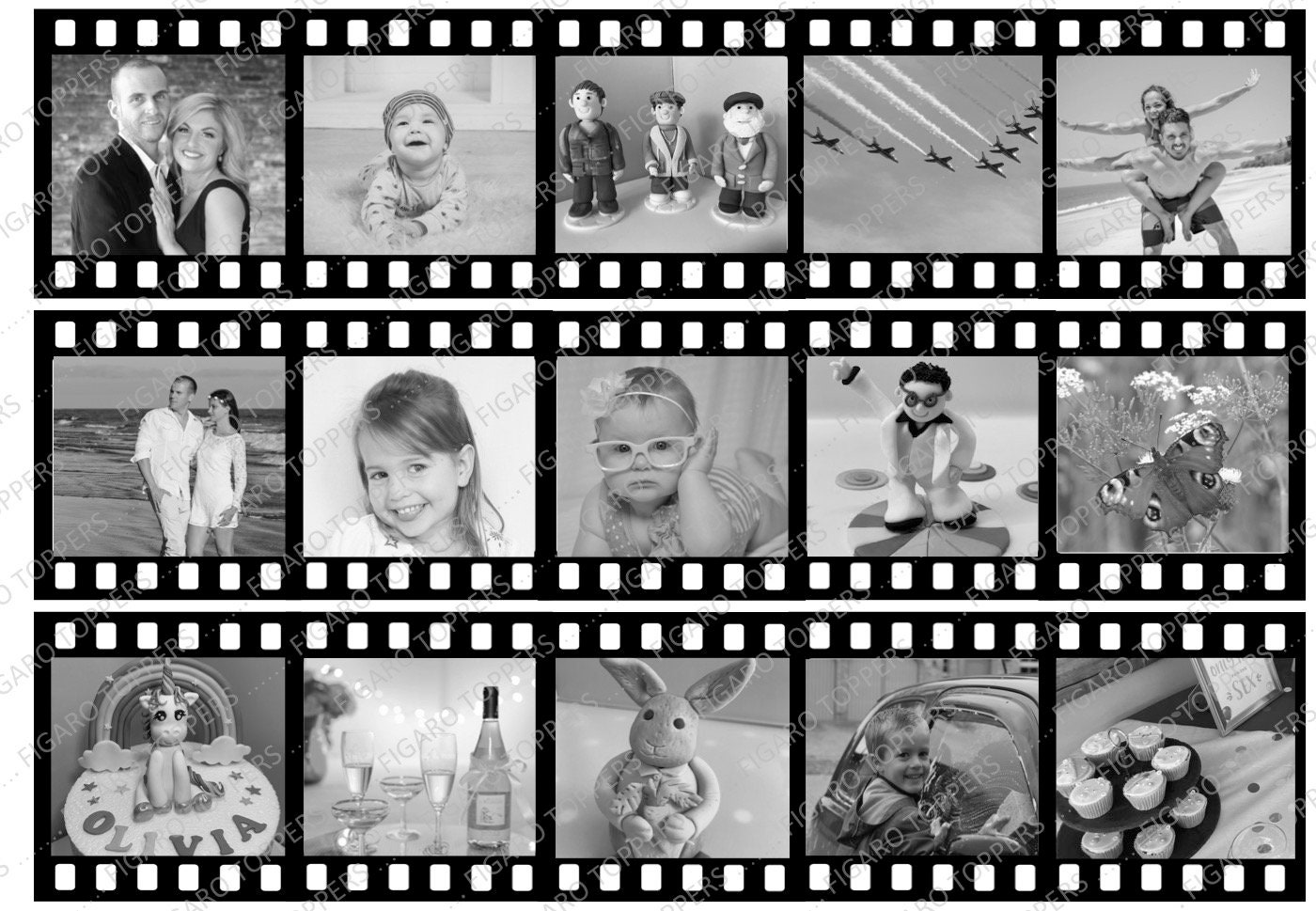 Film Strip Cake Topper, Film Reel, Edible Cake Topper, Cake Band, Cake