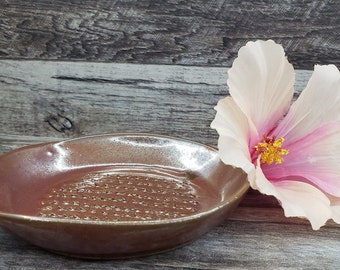 Carved and Shaped Ceramic Garlic Grater - Tomato Red, Rustic, Kitchen Decor - Handmade Gift for Her