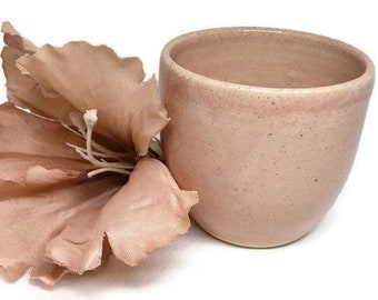 Drinking/Juice Cup - Only One Available - Hand Made Shiny Glaze Finish, Thrown Pottery - Pinkish Hue