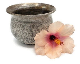 Raku Fired Vase with Shiny Crackle Glaze