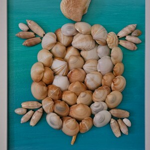Sea Shell Turtle Wall Hanging - Sea Shell Art  - Coastal Decor