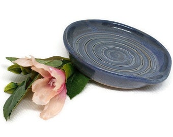 Ceramic Spoon Rest - Hand Thrown Ceramics - Handmade Kitchen or Dining Tool - Small Hostess or Housewarming  Gift - Blue Salt Glaze