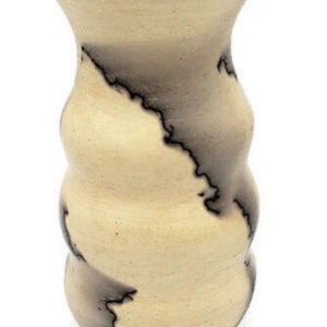 Hellgelbe Raku-Vase schöne dekorative Vase handgefertigt, Töpferware, Raku gebrannt mit Pfauenfedern, Kunstvase mit Glanz Bild 5