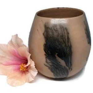 Raku Vase - Beautiful Decorative Vase - Handmade, Wheel-Thrown Pottery, Raku Fired with Peacock Feathers, Art Vase with Sheen