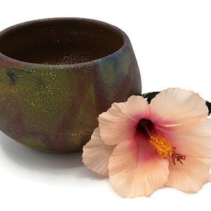 Raku Fired Vase - Beautiful Rainbow Colored Decorative Vase - Handmade, Wheel-Thrown Pottery