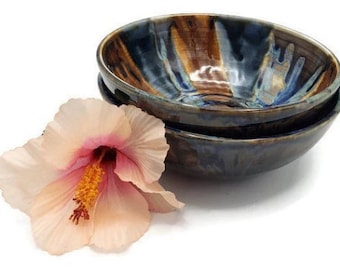 Pottery Thrown Bowls - Abstract Serving Bowls, Salad, Ice Cream, Cereal Bowls, Nesting Bowls