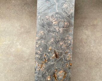 Stabilised Maple Burr Burl Spalted Double Dye Black And Orange Dye Cactus Juice Resin Scale Handle Woodturning Blank