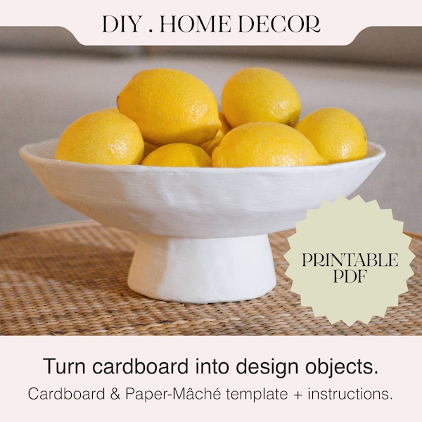 Bowl template, Cardboard & Paper Mâché Template PDF, Downloadable paper bowl template, DIY paper craft