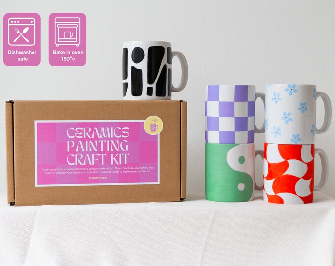 Ceramics Painting Kit Paint Your Own Mugs Mug Painting Kit, Porcelain