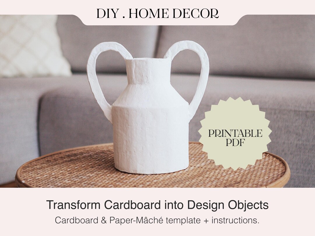 Vase Template, Cardboard & Paper Mâché Template PDF, Downloadable Paper