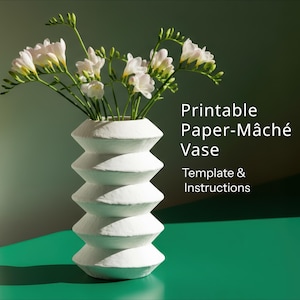Vase template, Cardboard & Paper Mâché Template PDF, Downloadable paper vase template, DIY paper craft.