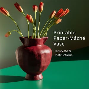 DIY Papiermaché Amphore Vase Vorlage | Druckbares Bastelmuster für handgemachtes Wohndekor