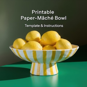 Bowl template, Cardboard & Paper Mâché Template PDF, Downloadable paper bowl template, DIY paper craft.