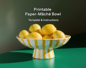 Bowl template, Cardboard & Paper Mâché Template PDF, Downloadable paper bowl template, DIY paper craft.