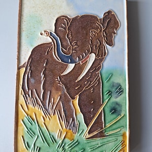 A cloisonne tile from Westraven of an elephant