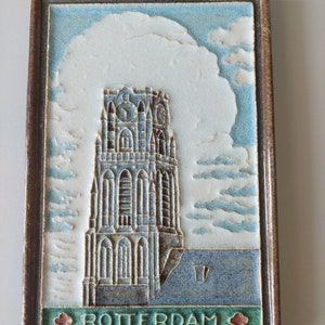 Cloisonne tile from the Porceleyne Fles of the Grote or St. Laurenskerk in Rotterdam.