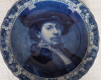 A large wall plate of Rembrandt van Rijn's Porceleyne Fles