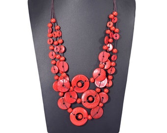 Rote Perlenketten, Vintage Schmuck, Indischer Schmuck, Schmuckherstellung, Lange Geschichtete Halskette, Geschenk für Freunde