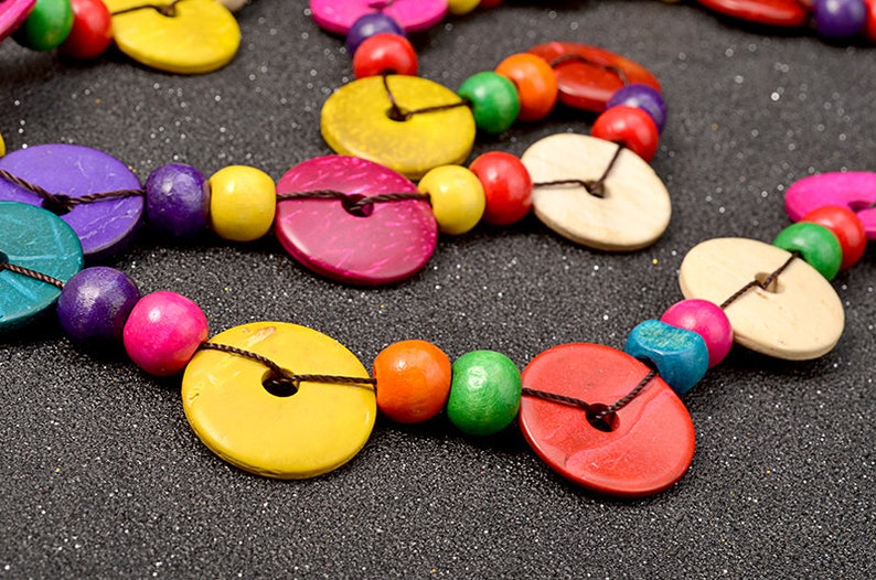 Bohemia Rainbow Ethnic Necklace Multi Layer Beads Pendant Jewelry Statement LH