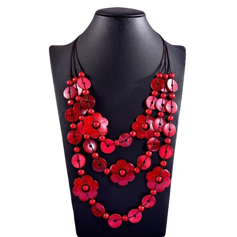 Red shop statement necklace