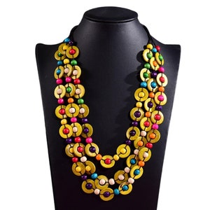 IMIKEYA Holzperlen Halskette - Boho Style Mit Fisch Anhänger