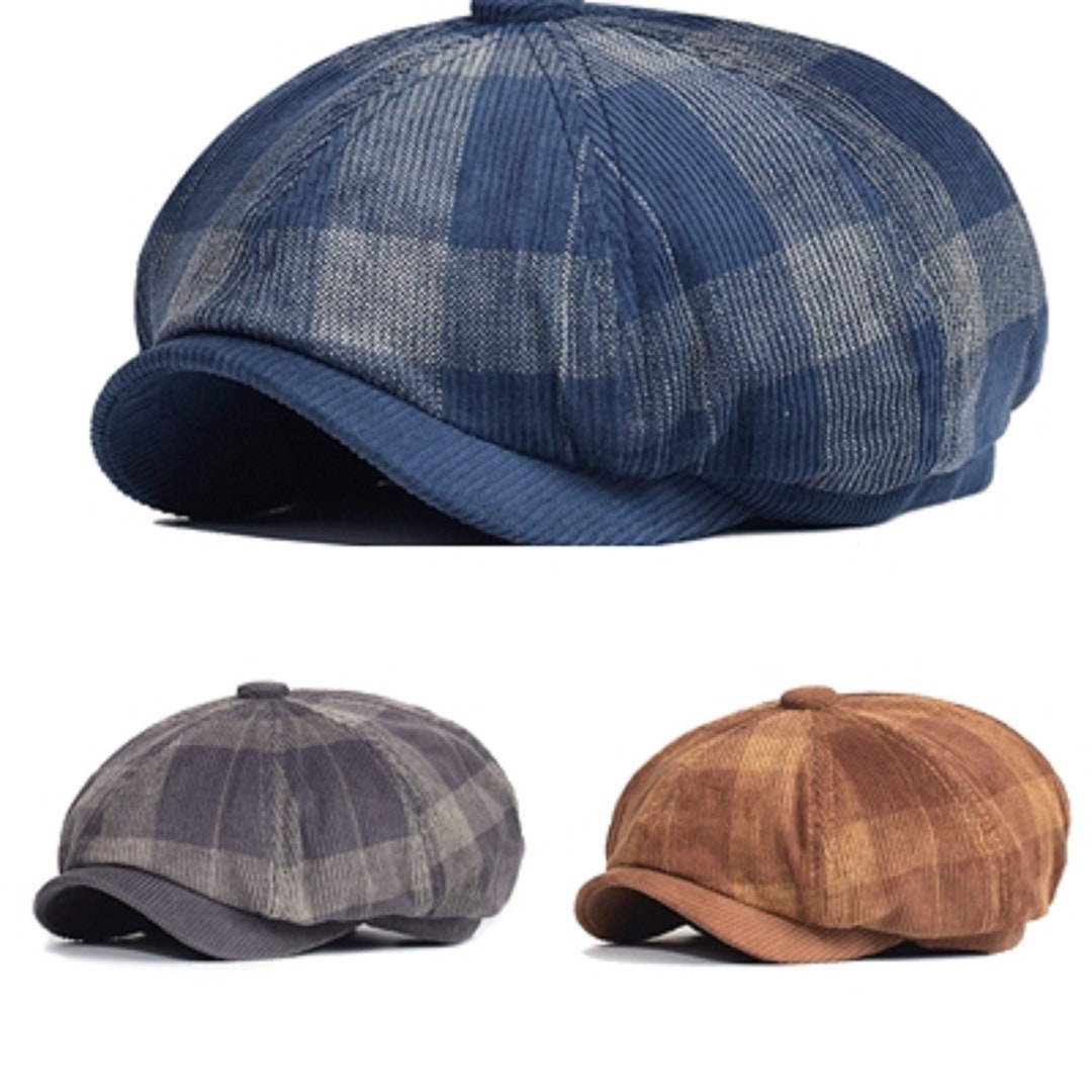 Plaid Newsboy Caps for Men and Women Vintage Octagon Hat Etsy