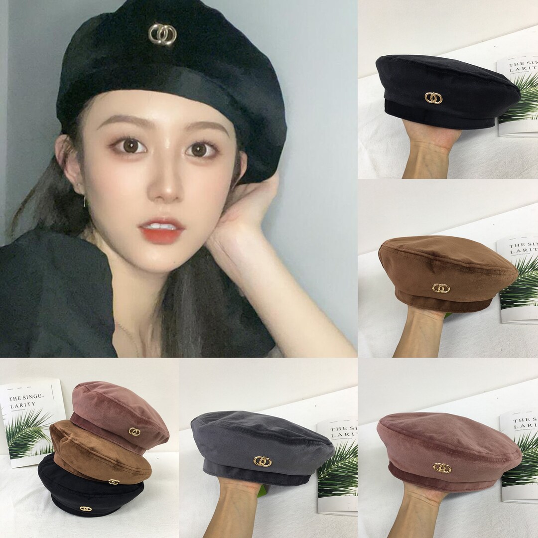 Women Velvet French Hats Velvet Beret Caps Vintage Beret Etsy