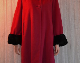 red wool swing coat