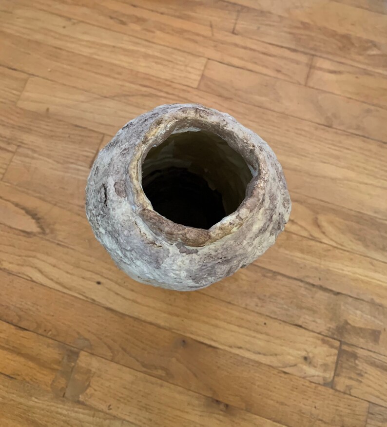 Rustic Paper Mache Bottle, Antique Vessel 12 Restoration Hardware